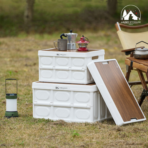 [오늘출발] 쭈니스토리지 캠핑 박스 수납 정리함 테이블 우드 상판 포함 2종 패키지 JS-219 폴딩박스 30L