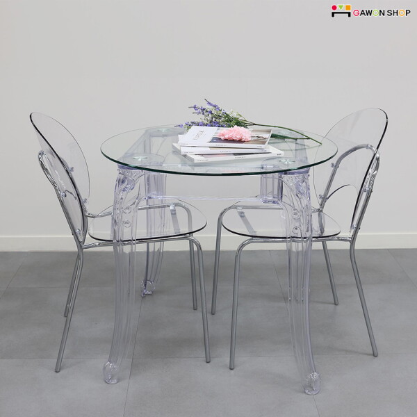 가원  GAWON 프린세스-문 고스트 2인용 투명 테이블 세트/투명의자