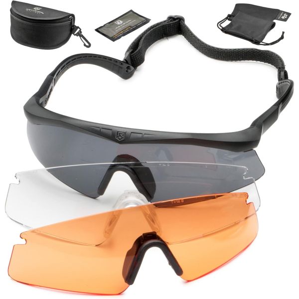 개정 밀리터리 톱플라이 전술 디럭스 버밀리언 키트  클리어 스모크 및 렌즈 블랙 프레임 대형 안개 방지