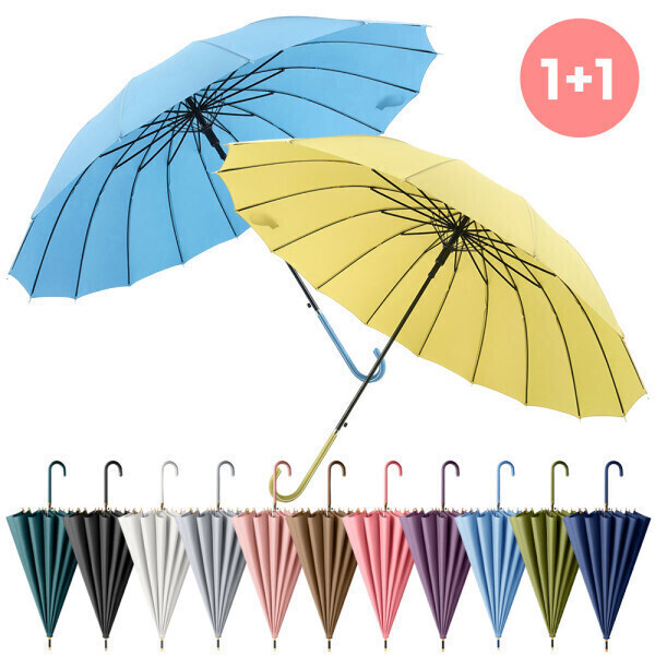 [오늘출발] 1+1 파스텔 장우산 튼튼한 16K 답례품 원터치 대형 자동 여름 장마