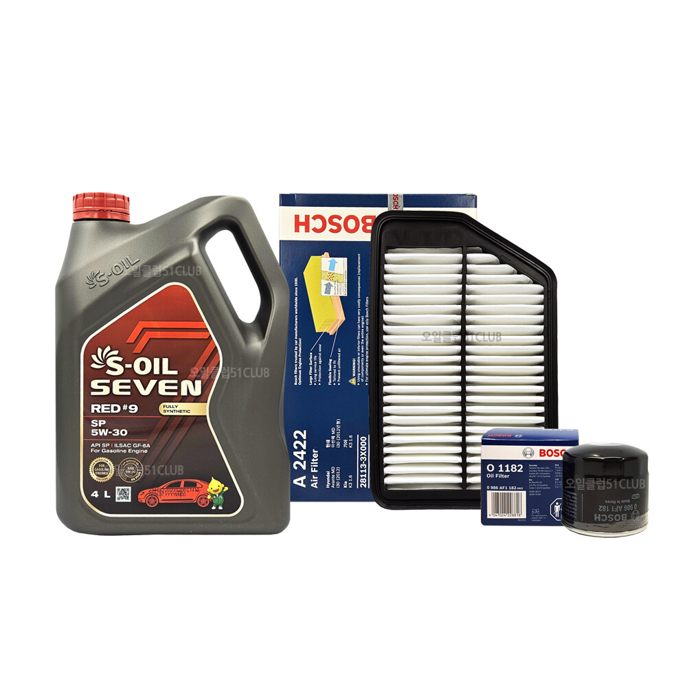 [오늘출발] 더뉴아반떼MD 1.6가솔린 엔진오일교환세트 에스오일 세븐레드(4L)+필터1182-2422