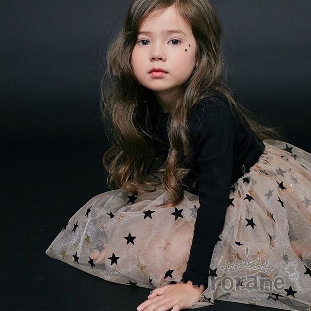 여아 별빛 샤공주 여아샤 아동복 북유럽 블랙 레드