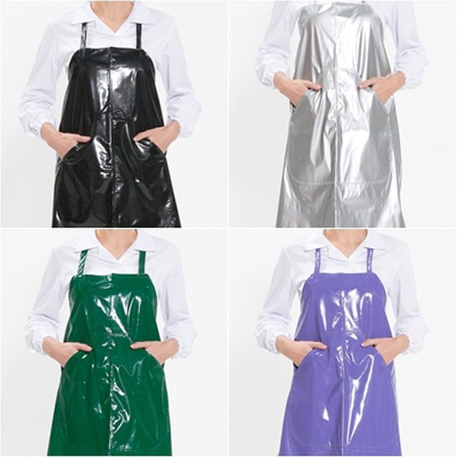 숏타입 유광 방수 앞치마 업소용 가정 위생 식품 공장미용사 알바 설거지 작업 애견 요양원 주부