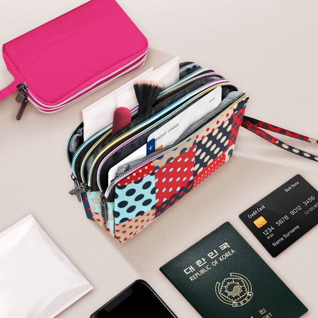 [오늘출발] 예쁜오로라3단파우치 케이스 가방 클러치 지갑 파우치생활비 베트남 환전 통장 동지갑 영수증