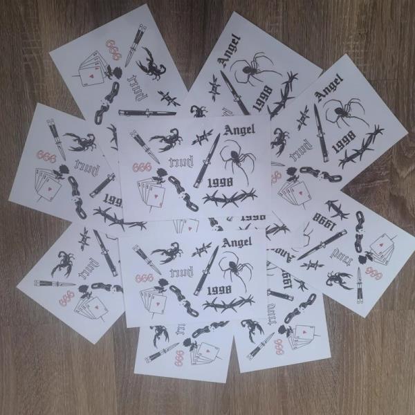 [오늘출발] 타투스티커 포커 글자 거미 방수 타투 문신 스티커 다크 멀티 그림 아트 헤나 로프 영어 쿨 남성