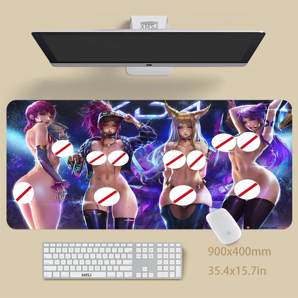 섹시마우스패드  섹시한 Kda Akali Lol 큰 가슴 소녀 애니메이션 마우스 패드 데스크 게임 액세서리 대형