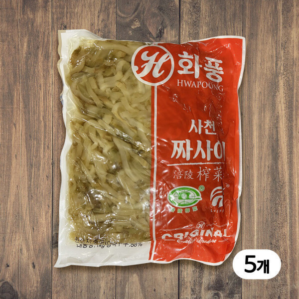 [화풍에이앤에프][오늘출발] 화풍 화풍 사천 짜사이 1kg X 5개 푸링 짜사이 매콤 상콤 오독오독한 식감