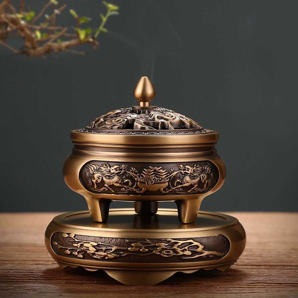 청동향로 제기 다도 화로 구리 연꽃 인센스 아로마테라피