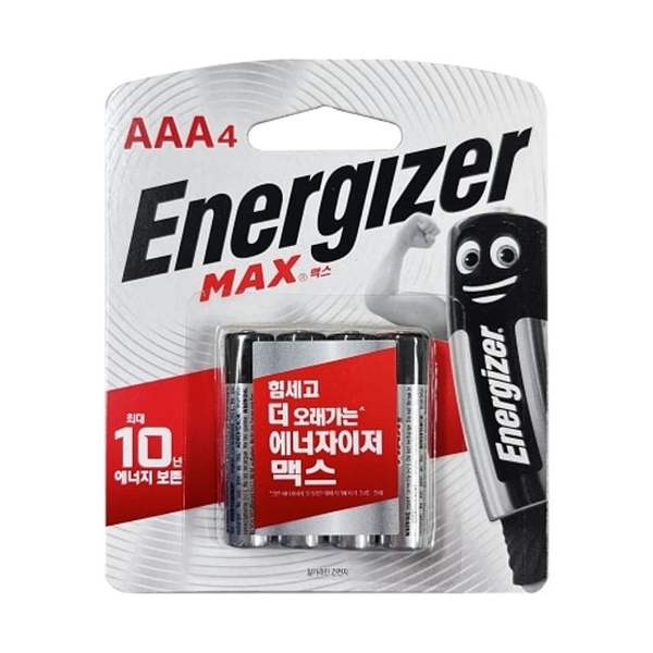 [에너자이저홀딩스]에너자이저 (에이치플러스몰)에너자이저 알카라인 건전지 맥스 AAA LR03 1.5V 4개입 조(1개입)