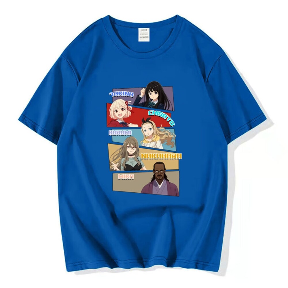 리코리스리코일 씹덕티 나카하라 미즈키 반팔 티셔츠 남자 여자 커플 면 티