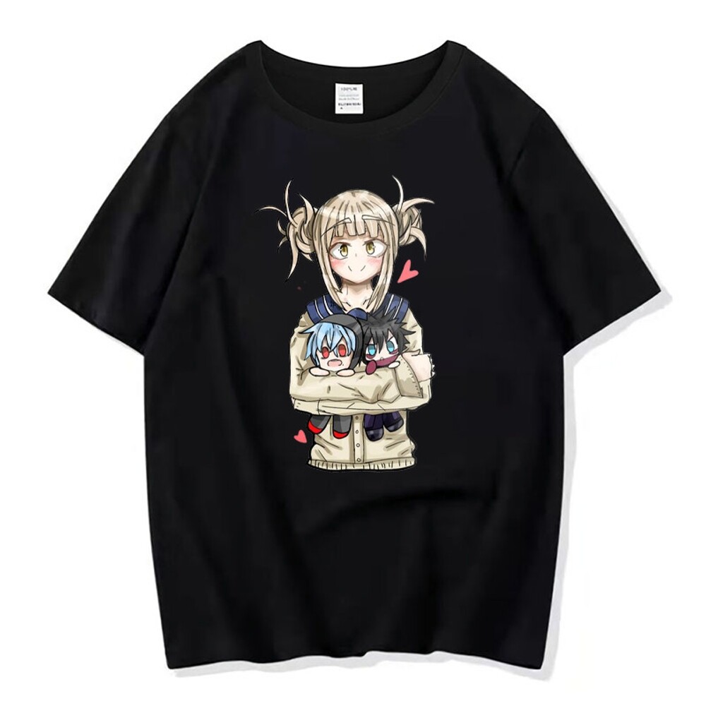 나의히어로아카데미아 씹덕티 토가 히미코 반팔 티셔츠 남자 여자 애니 커플 오타쿠 면 티