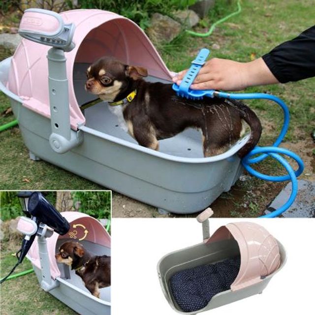 (국산) 3in1 애견욕조 드라이기거치 목욕 스파 하우스고양이드라이룸 반려견 펫케어룸 강아지 사각