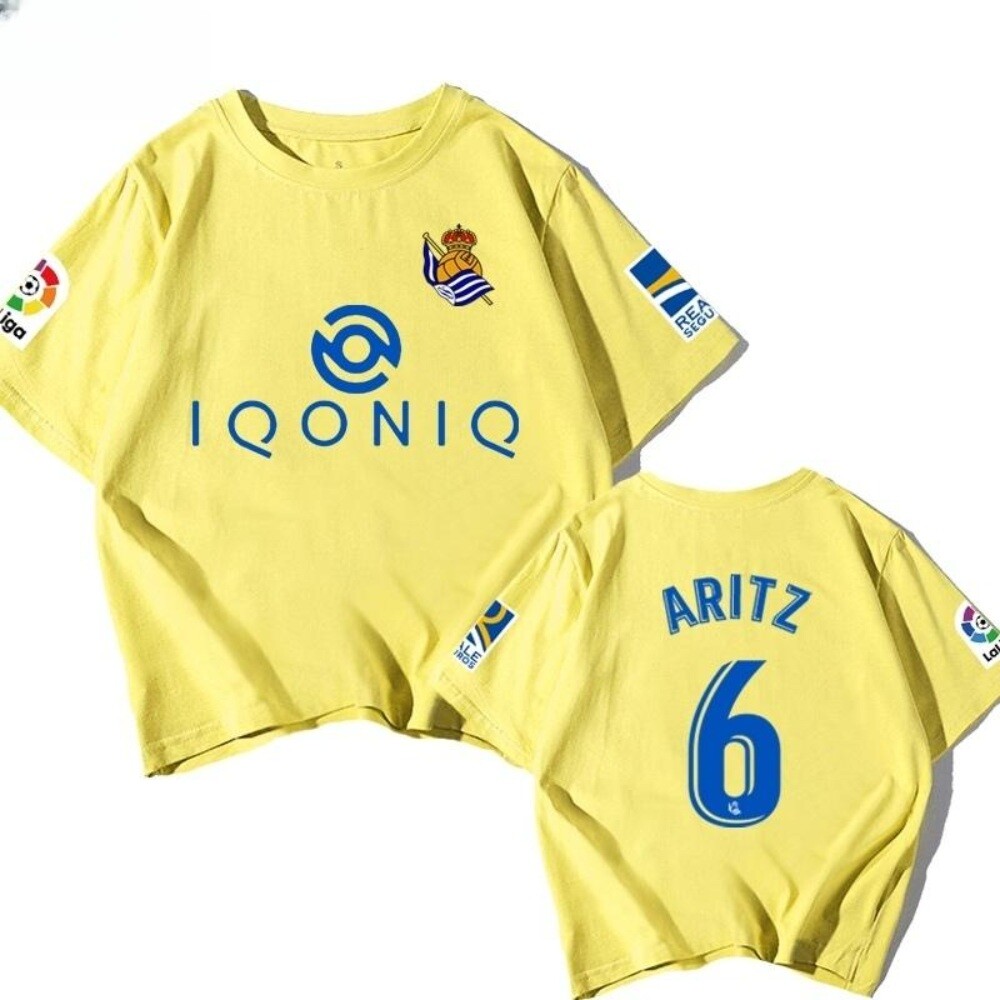 라리가 레알 소시에다드 티셔츠 남녀공용 캐주얼 커플 반팔티