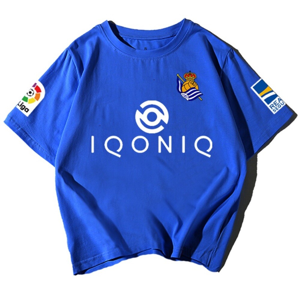 라리가 레알 소시에다드 티셔츠 남녀공용 캐주얼 커플 반팔티