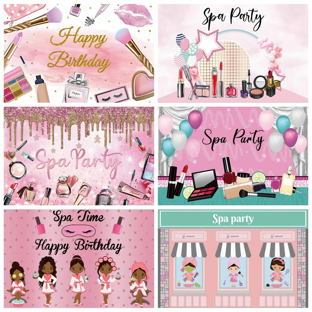 [해외] 스튜디오배경 스파 파티 배경 팜퍼 공주 소녀 여자 핑크 뷰티 메이크업 생일 장식 배너 스튜디오 소품