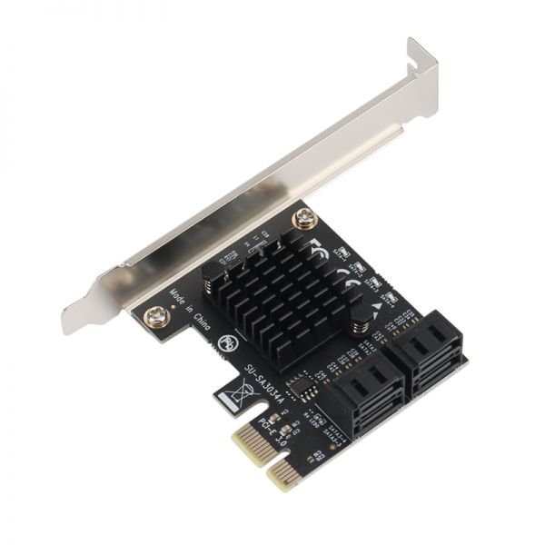 [해외] NEW-PCI-E 4X to SATA 3.0 확장 카드 4 포트 풀 스피드 전송 IPFS 하드 디스크 Win7 8 10 Linux용