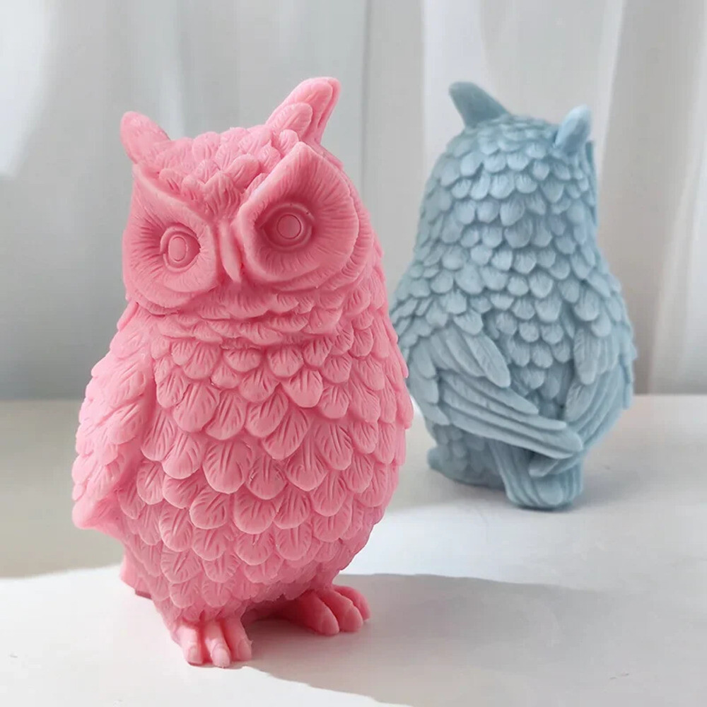 실리콘 몰드  대형 스탠딩 올빼미 캔들 DIY 만화 동물 비누 아로마 테라피 석고 수지 제작 도구 홈 장식 공