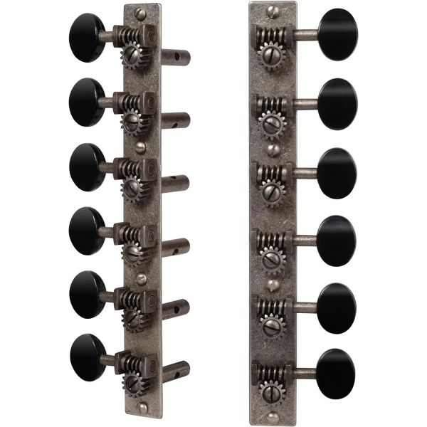 Golden Age 12현 슬롯형 페그헤드 기타를 위한 황금시대 복원 튜너 검은색 손잡이가 있는 유물 니켈