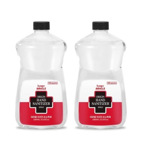 케이엠피씨 (텐바이텐)미라클 뿌리는손소독제 오리진 손소독제 1000mL x2 리필 액상타입