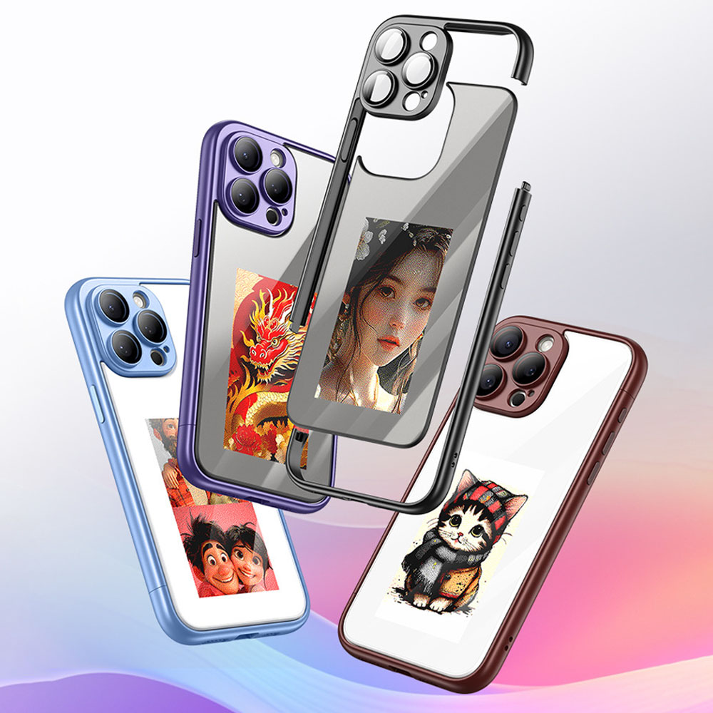 [에기르]유니커블 아이폰 15 프로 맥스 NFC AI 스마트 잉크 스크린 초슬림 탈부착 마그네틱 프레임 범퍼 하드 수트 케이스