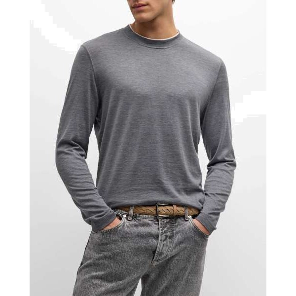 브루넬로 쿠치넬리 mens silk-cotton long sleeve