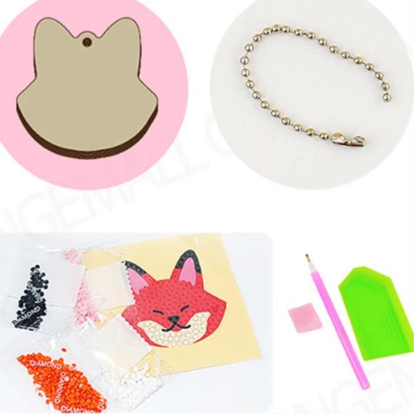 비즈 보석십자수 우드 가방고리 동물 여우키링만들기 5인 돌봄 유치원 셀프 7살