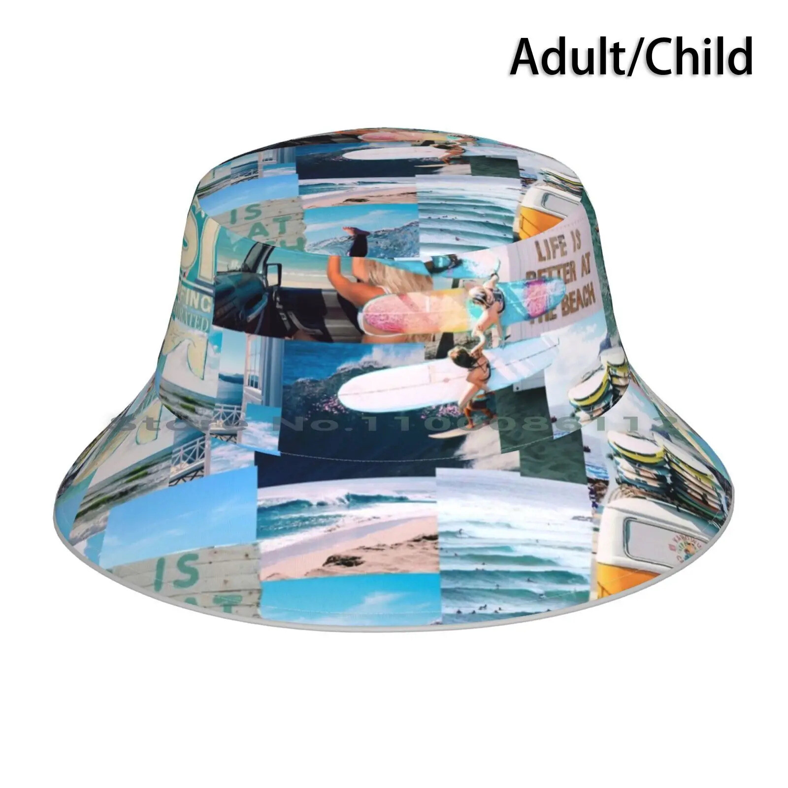 야외 해변 서핑 남녀공용 서프햇 콜라주 버킷 햇 썬 캡 서퍼 Uh Manoa 하와이 롱 비치 플로리다와 블루 오
