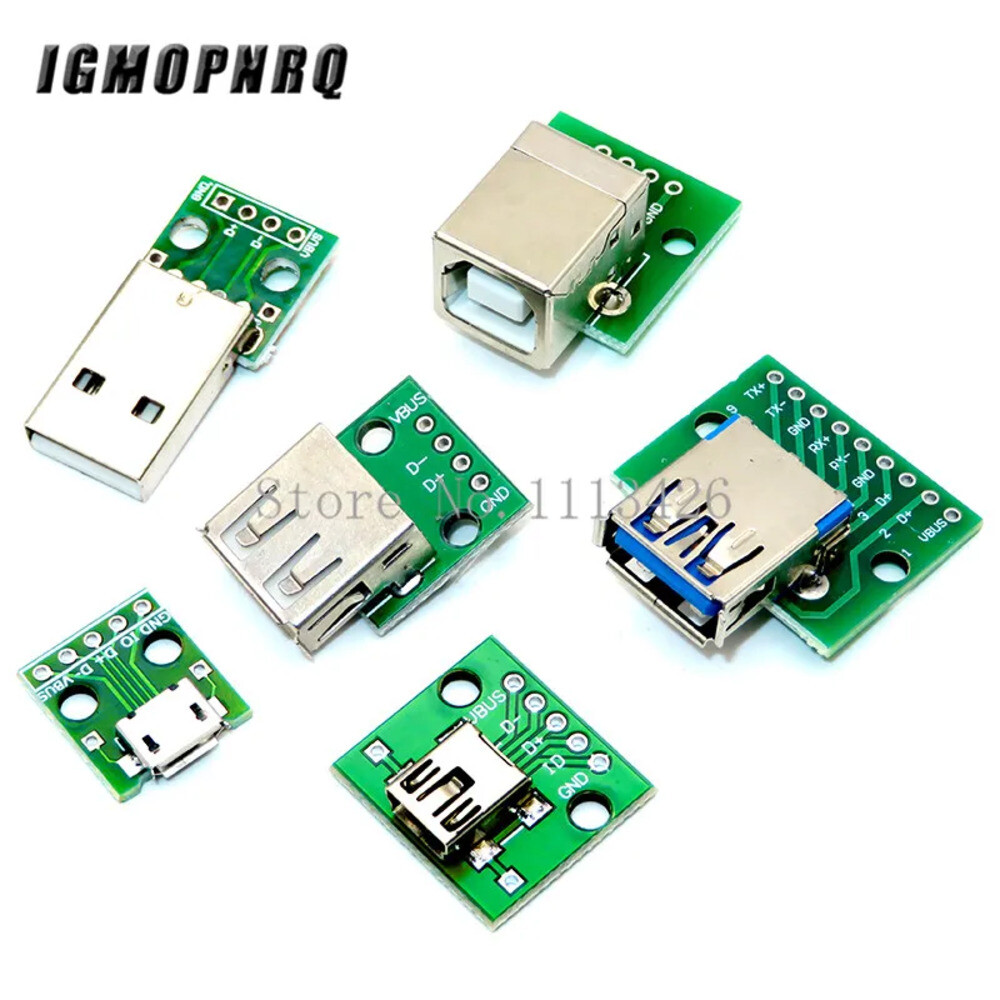 마이크로 미니 USB A 2.0 3.0 암 B 커넥터터페이2.54mm DIP PCB 조절가능댑터 브레이크 아웃 보드 5