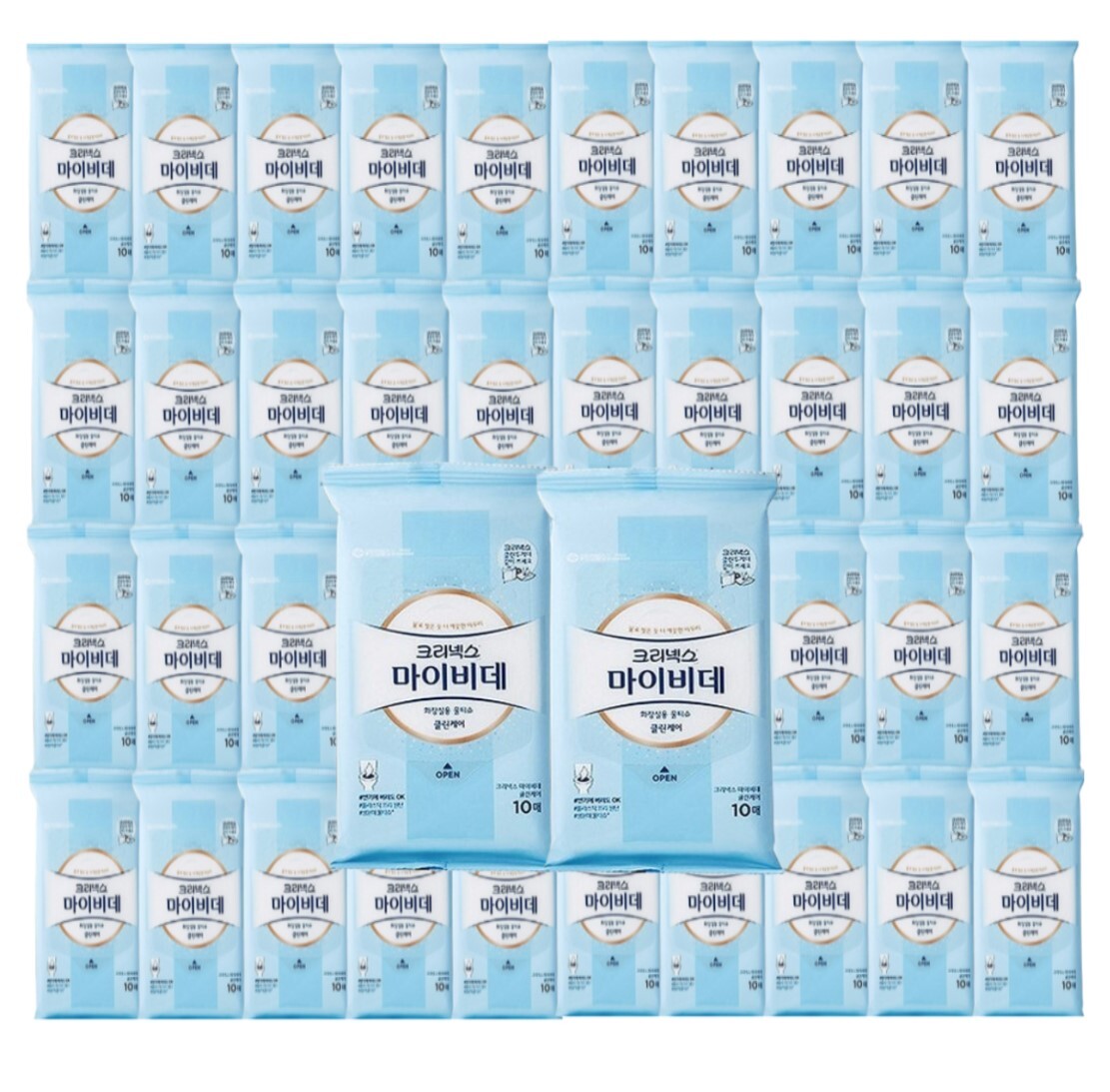 크리넥스 유한킴벌리 크리넥스 마이비데 클린케어 화장실용 물티슈 휴대용 10매 40팩