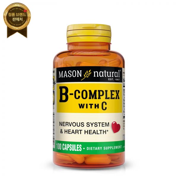 메이슨네츄럴 Mason Natural 메이슨 천연 비타민 B 콤플렉스  비타민C 건강한 심장 신경계 100캡스