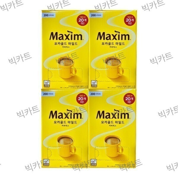 [동서식품][오늘출발] 맥심 맥심 모카골드 마일드 커피믹스 200Tx4박스 800T 맥심 모카골드 마일드 커피믹스 200Tx4박스 800T 무료배송