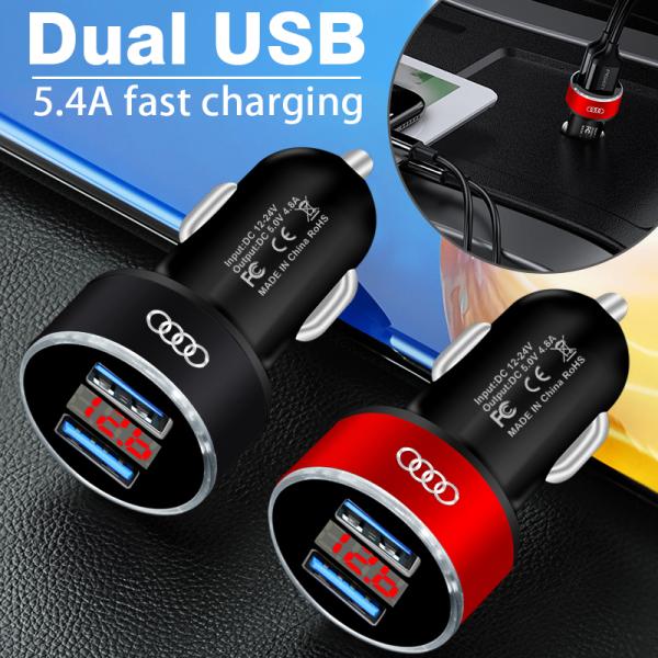 [오늘출발] 고속 충전 디지털 디스플레이 차량용 충전기 USB 포트 2 개 아우디 C5 C6 C7 A4 B6 B8 B7 A6 A3 A5 Q3 Q5