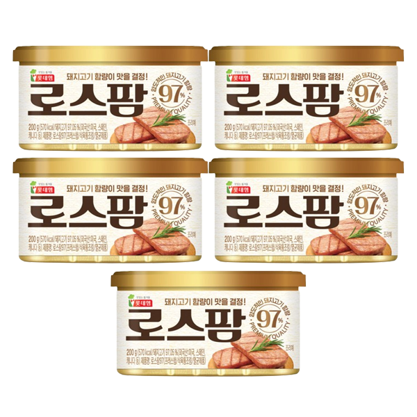 [롯데웰푸드][스마일배송] 롯데햄 로스팜97 200g 5캔