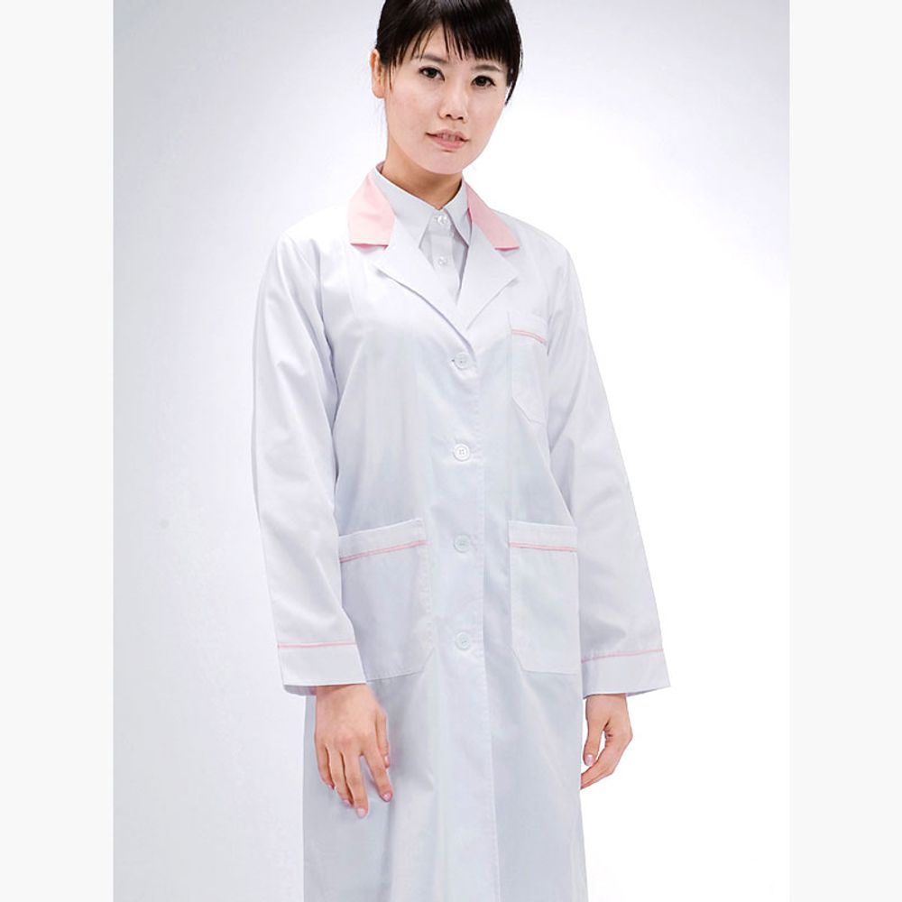 [오늘출발] 배색 여성용 영양사 의사 가운 약국 핑크 유니폼 병원 실험복 실습 까운 물리치료사 위생복