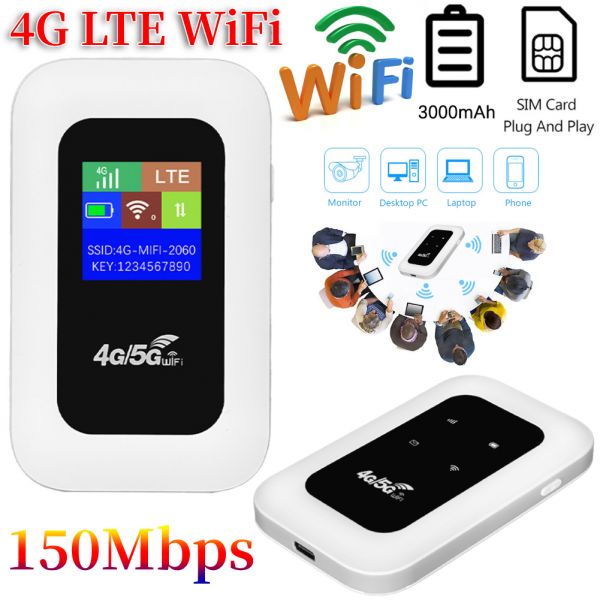 4G LTE 미니 모바일 와이파이 라우터 SIM 카드 슬롯 포함 자동차 여행 휴가 렌탈 캠핑 모임 2100mAh 15