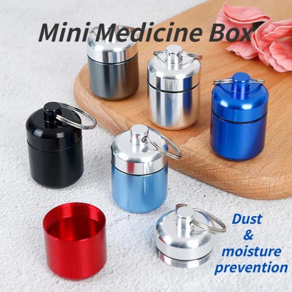 금속 미니 방수 합금 여행 알약 상자 약 병 캐시 약물 거치대 용기 키체인 건강 관리 1PC