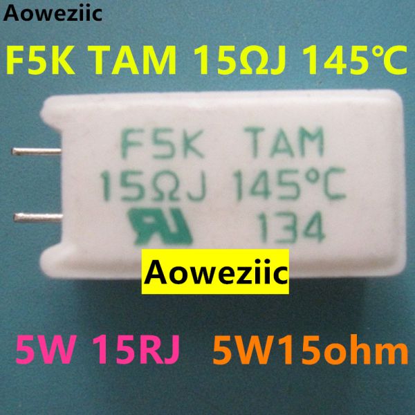 [해외] F5K tab15noli j 145 ℃ 5W 15Ohm  5% 5w15noce 5W15RJ 5W15ohm 수직 시멘트 저항 온도 보호 기능 1 개