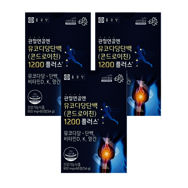 [오늘출발] 종근당 관절엔 콘드로이친1200mg 뮤코다당단백 소연골 소유래 60정 3박스