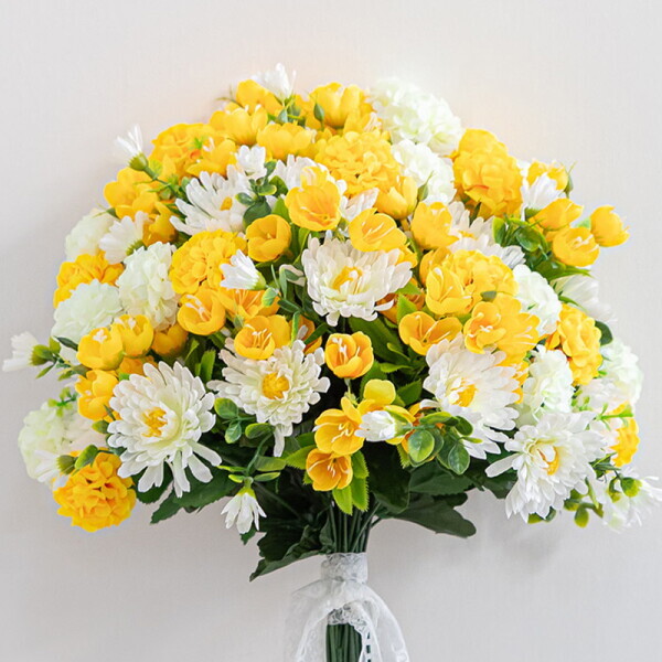 플라워트리 플라워트리 국화 초롱꽃 성묘 꽃다발 조화 햇살휴식 50cm 납골당 산소 추모 장식 수목