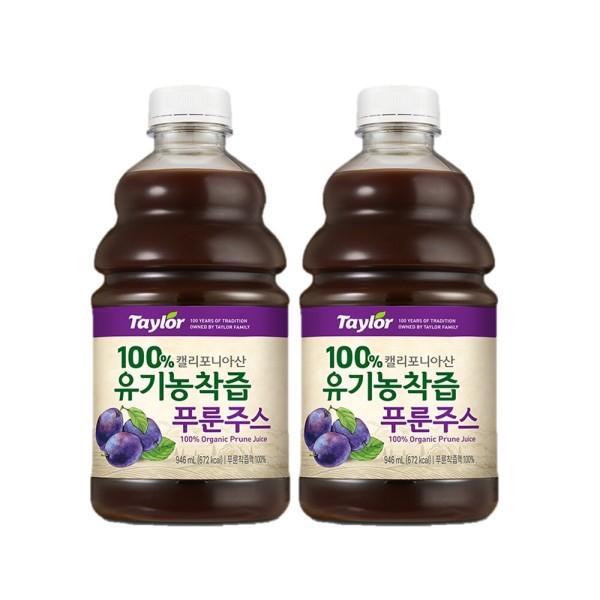 [오늘출발] 테일러 테일러푸룬 공식 유기농착즙 푸룬주스 946ml x 2병