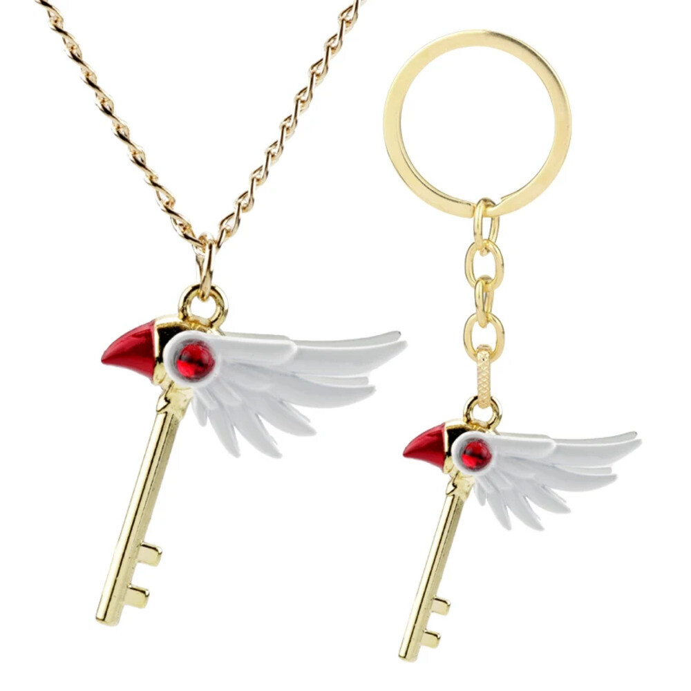 애니메이션만화카트캡터체리 달 목걸이 애니메이션 카드 캡터 사쿠라 만화 하트 지팡이 고양이 토끼 새 펜