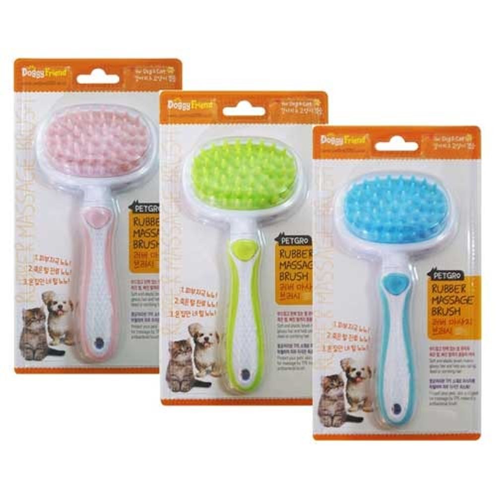펫그로 러버 마사지 브러시(핑크)/반려견빗/털갈이빗/개털제거/강아지털제거/강아지털빗/개빗/애견빗/고양