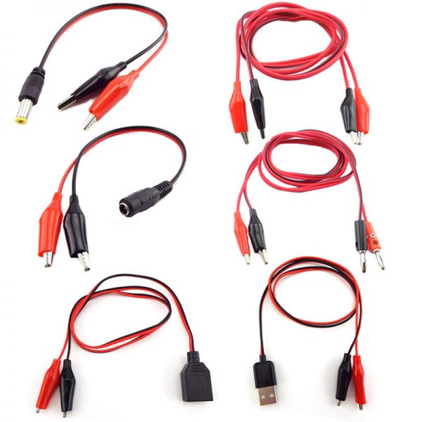 [해외] DIY 전원 공급 장치 악어 클립-USB 플러그 테스트 케이블 리드 점퍼 와이어 남성 여성 잭 듀얼 프로브 클