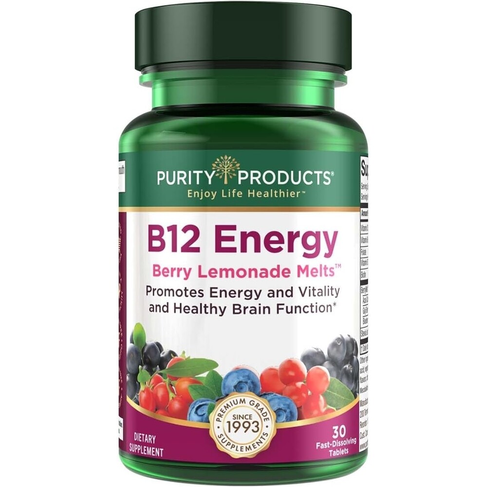 Purity Products B12 에너지 비타민 B6 D3 엽산 및 비오틴 녹여먹는 30 선택