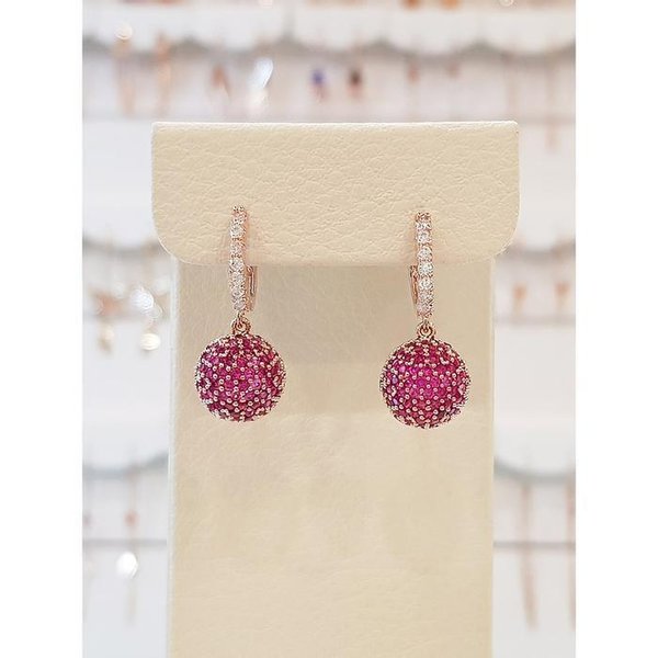 볼라레 세이브존01 40대여자생일선물 루비 큐빅 미러볼 원터치 귀걸이 VE20