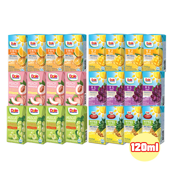 [오늘출발] Dole 돌주스 120ml 피치 파라다이스8+오렌지8/총16팩/무료배송