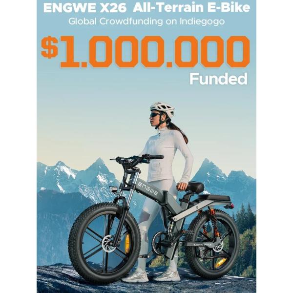 접이식전기자전거 배달 미니벨로 가성비 전기 자전거 접이식 산악 1200W 48V Engwe X26 X24 26 인치 팻 도