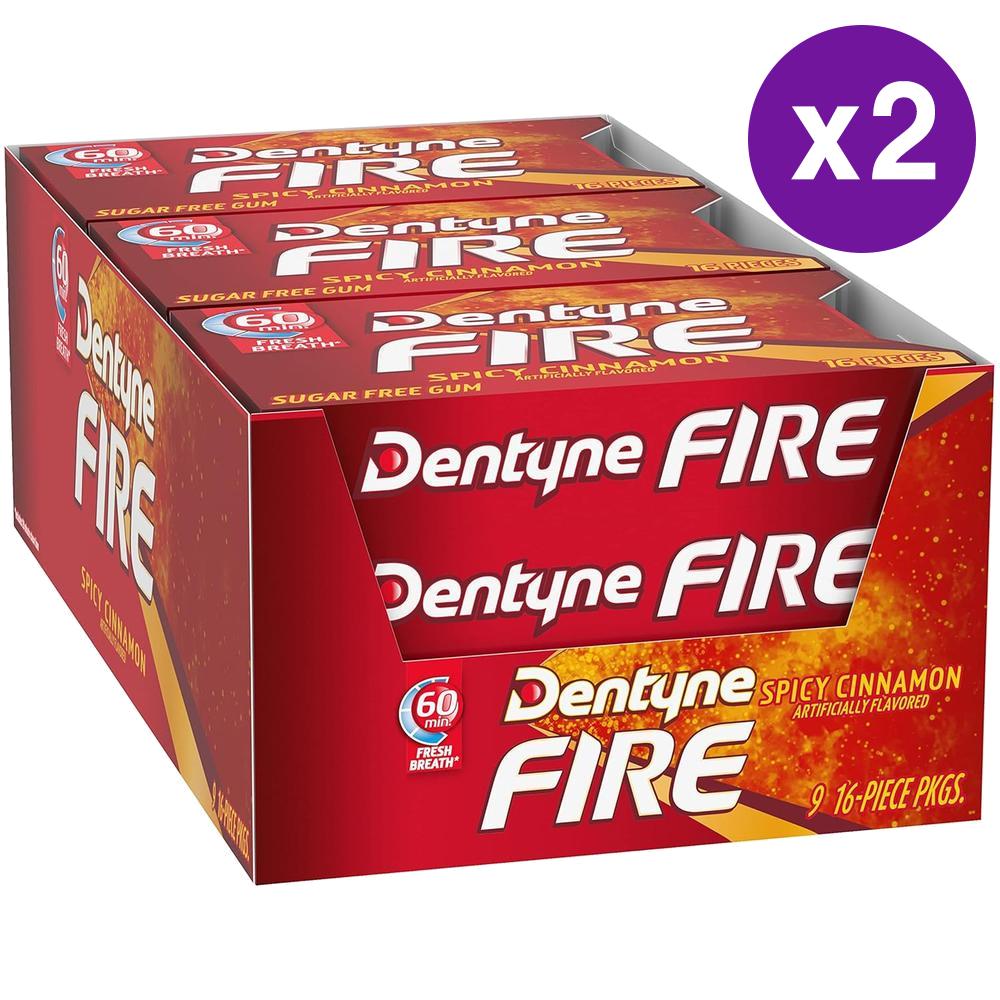 [몬델레즈]덴타인 덴타인 파이어 스파이시 시나몬 껌 9개입 200g 2개 Dentyne Fire Spicy Cinnamon Sugar Free Gum