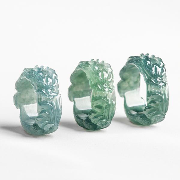 생신 옥반지 쌍가락지 고급 천연 옥 블루 워터 드래곤 킹 스 3 차원 남자용