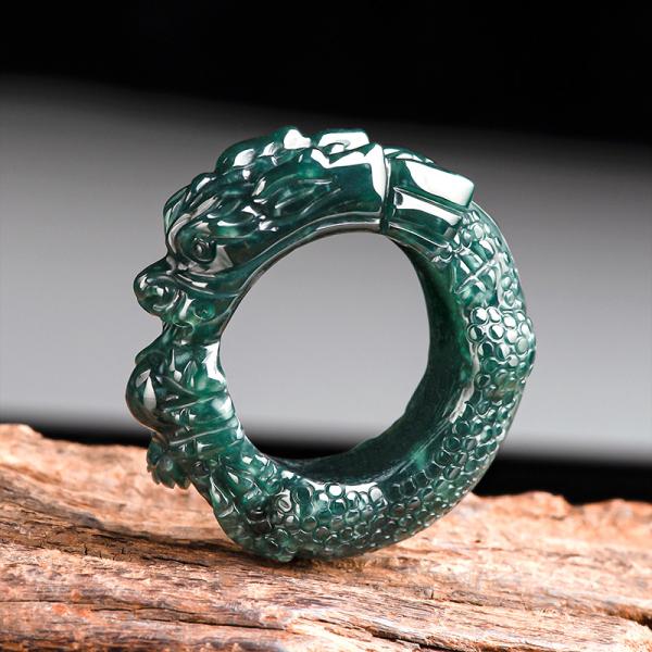 생신 옥반지 쌍가락지 남자용 스 타입 옥 손가락 3 차원 고급 천연 A 등급 블루 워터 드래곤 선물